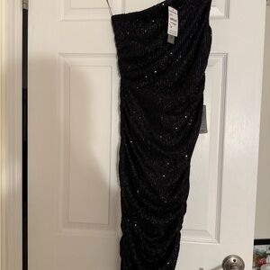 Black Sequin one shoulder Dress
